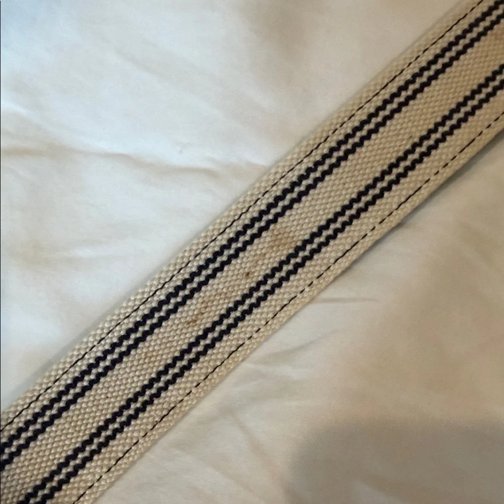 J. Crew Striped Canvas Belt with Leather Accent